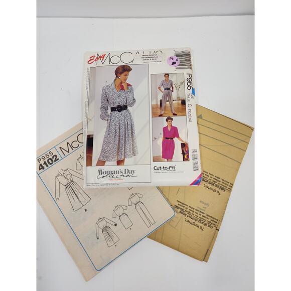 Easy McCall's P955 Vtg 80's Woman's Dress, Pants Suit Sewing Pattern Size 10-14 - Picture 3 of 3